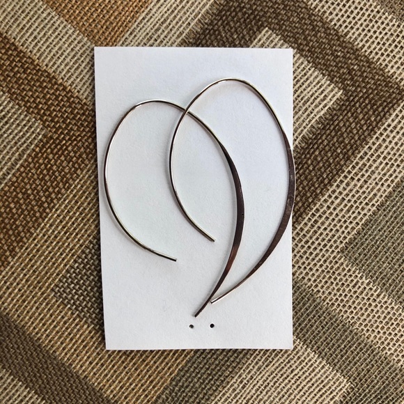 Silver Open Hoop Earrings - Picture 4 of 5